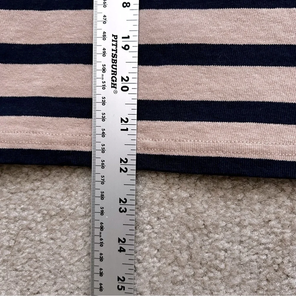J. Crew Nautical Navy & Tan Striped Boatneck Top